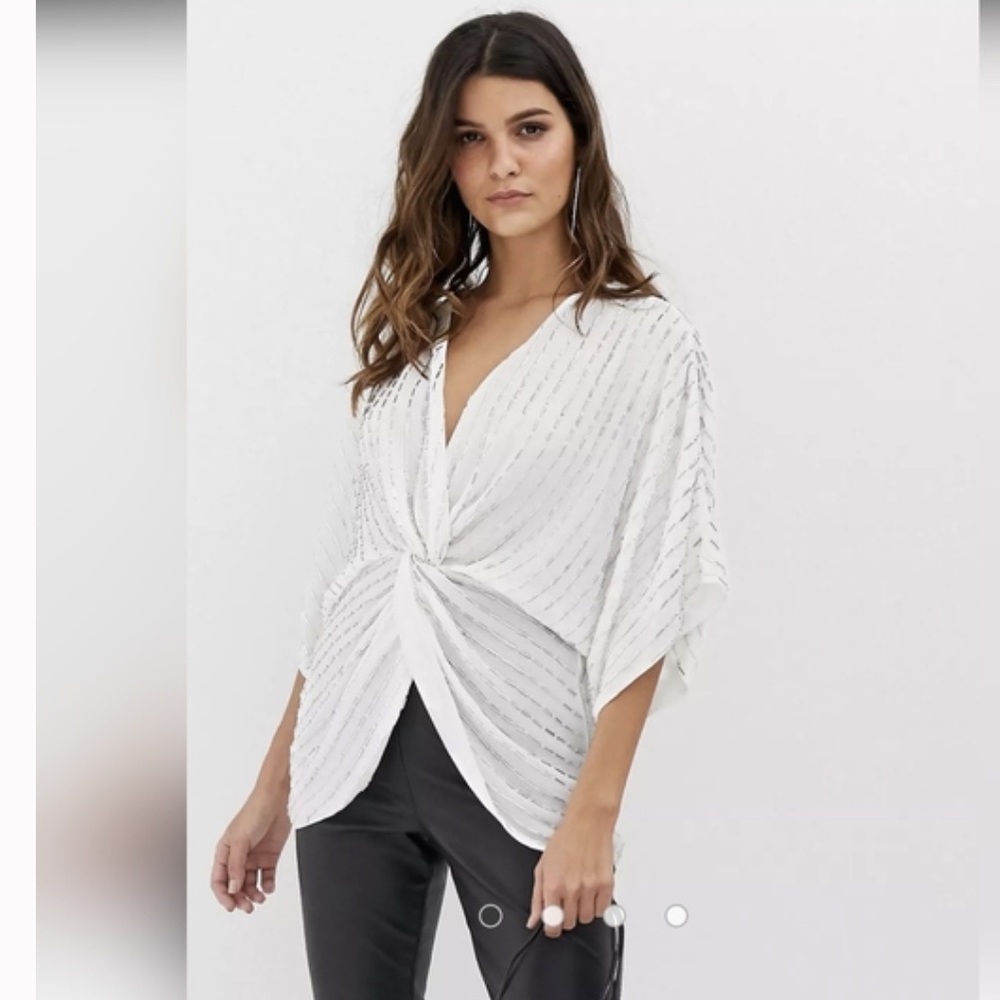ASOS Design dolman kimono sleeve blouse white